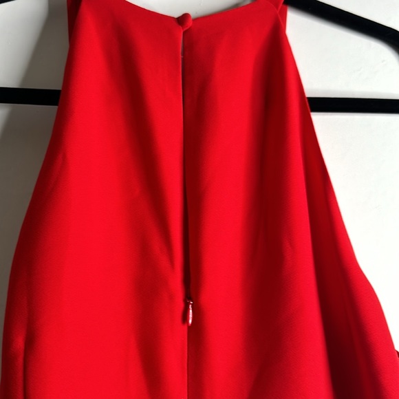 Banana Republic red halter neck wide leg pleated jumpsuit size 14 - Picture 6 of 10